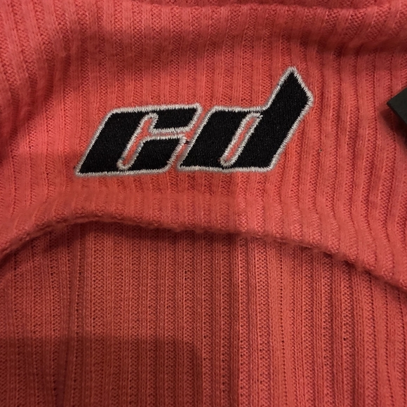 Criminal Damage ($95) Neon Coral Ribbed Cutout Bodysuit NWT Streetwear - Picture 6 of 10